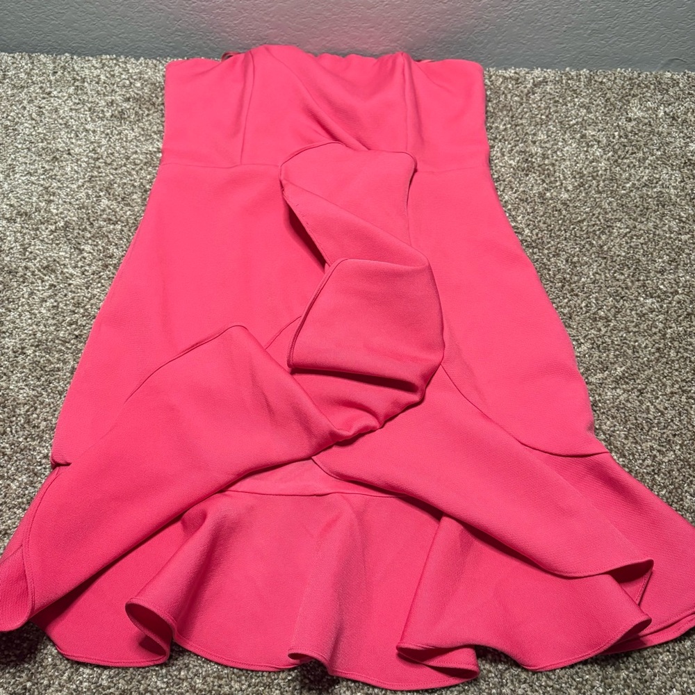 The Impeccable Pig Strapless Pink Ruffle Cocktail Dress Women’s Large - Picture 7 of 12